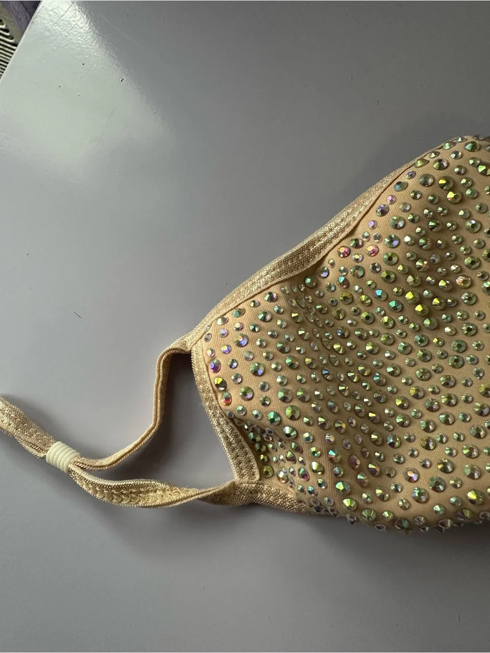 Embellished Yellow Crystal Face Mask